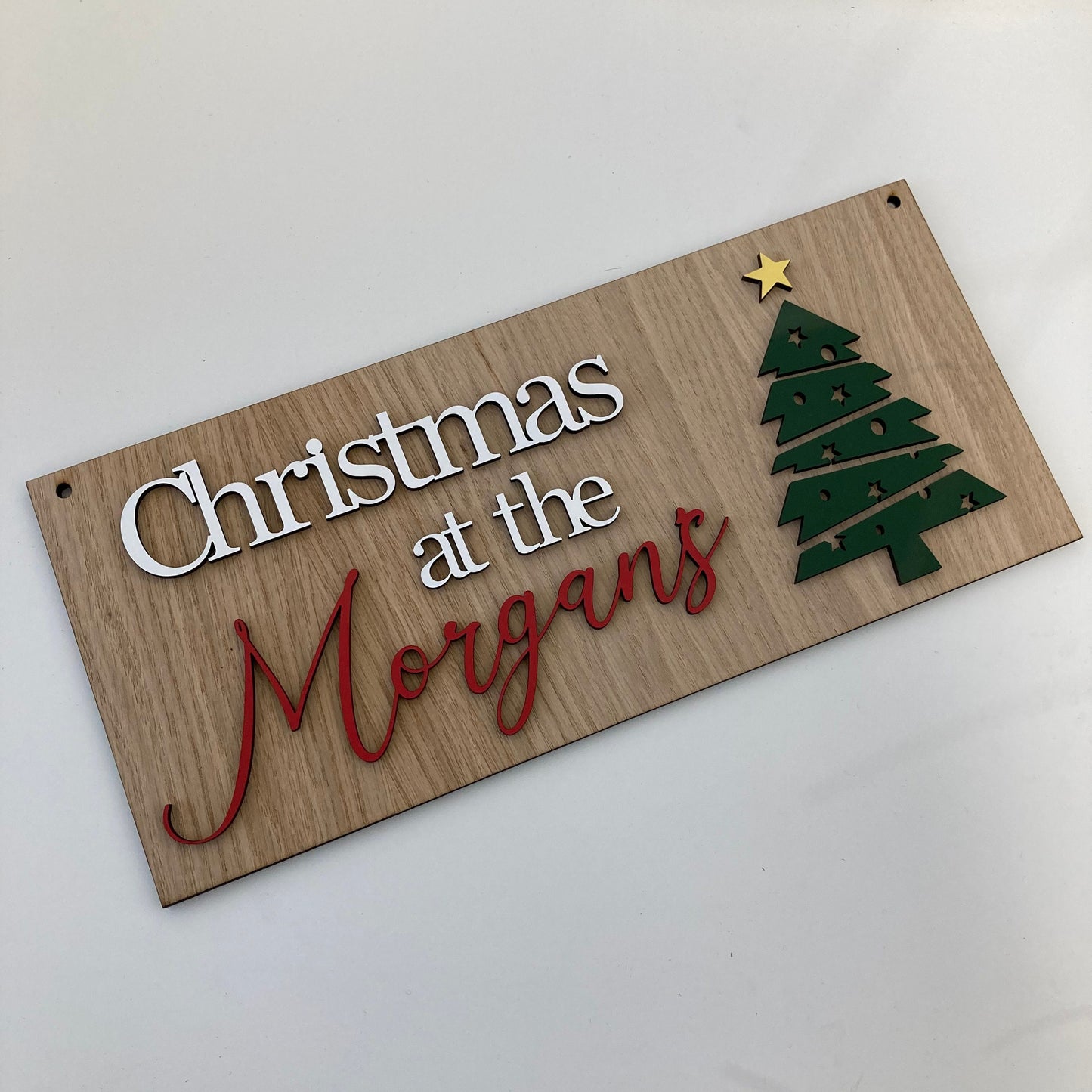 Christmas tree sign with family name