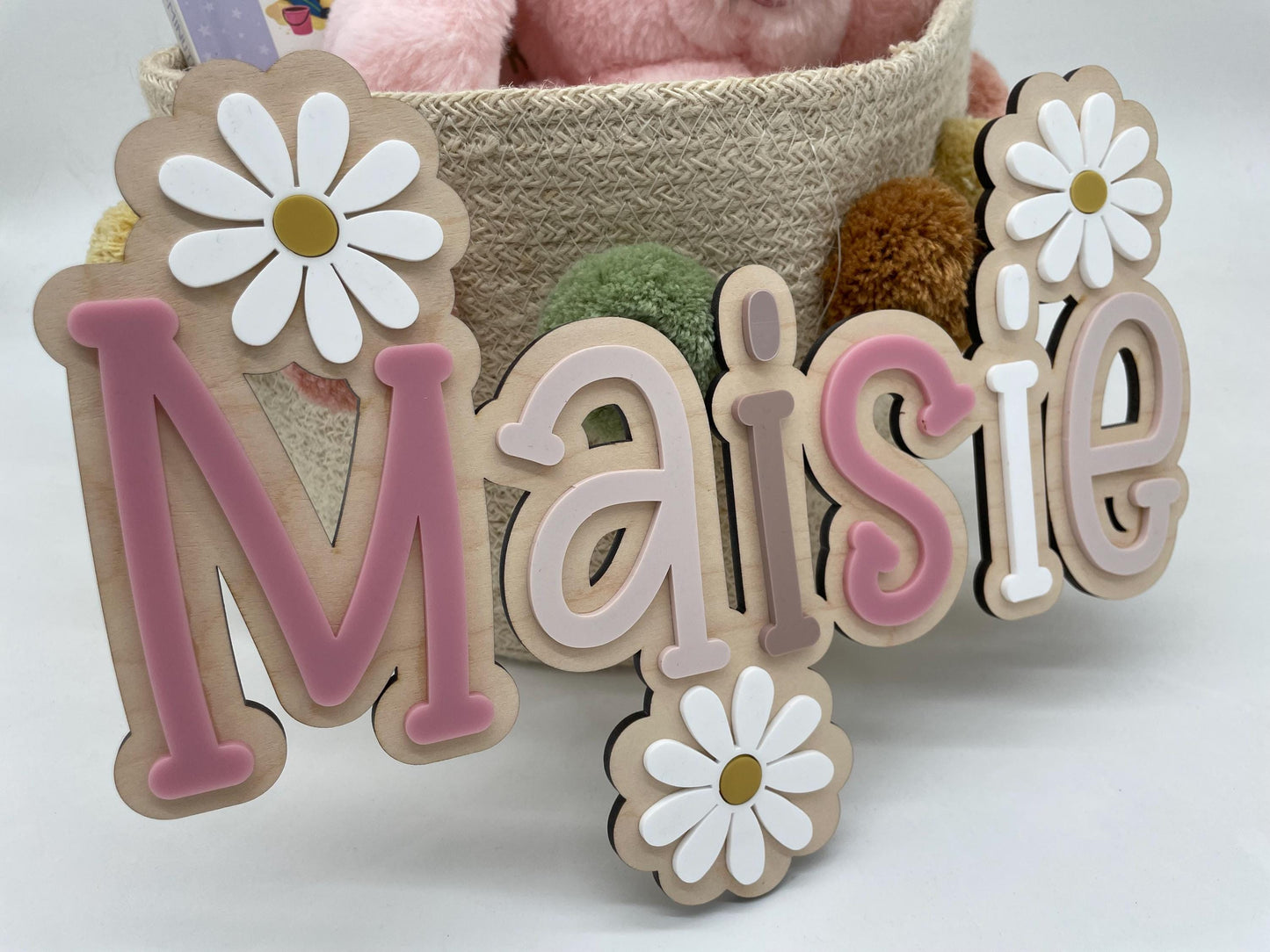 Double layer name sign with flowers