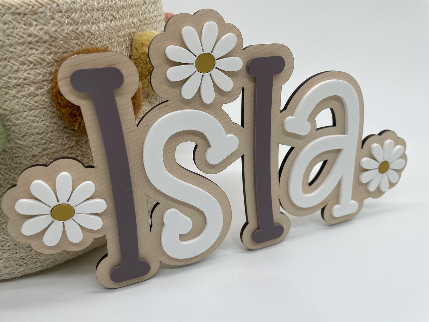 Double layer name sign with flowers