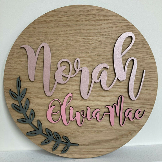 Name & Leaf Oak Sign