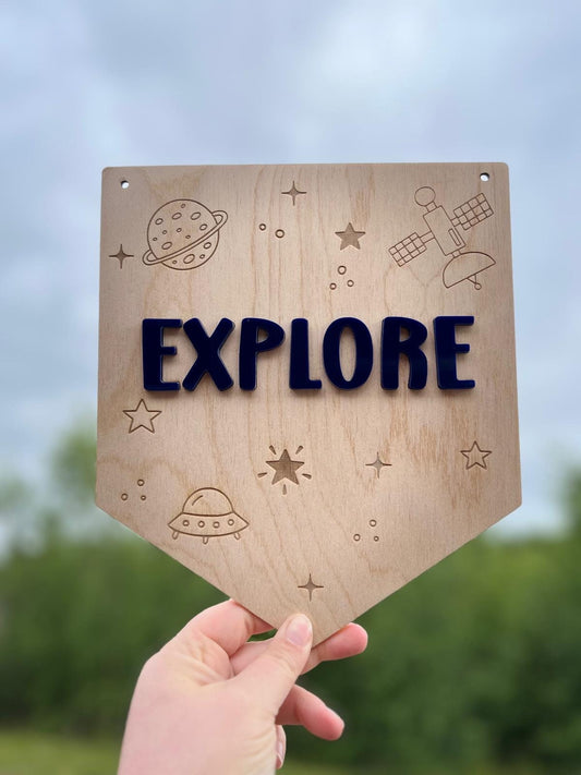 Explore Space themed pennant