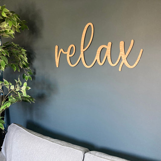 Relax oak sign