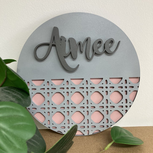 Rattan style Name Sign