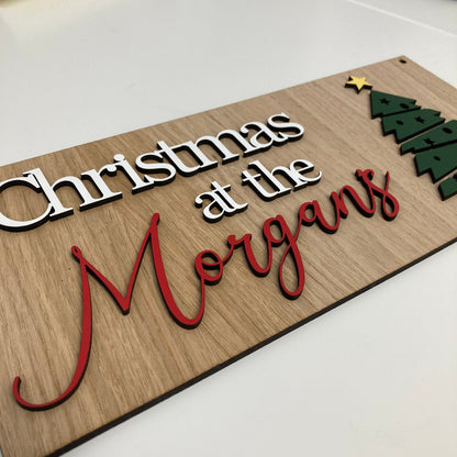 Christmas tree sign with family name
