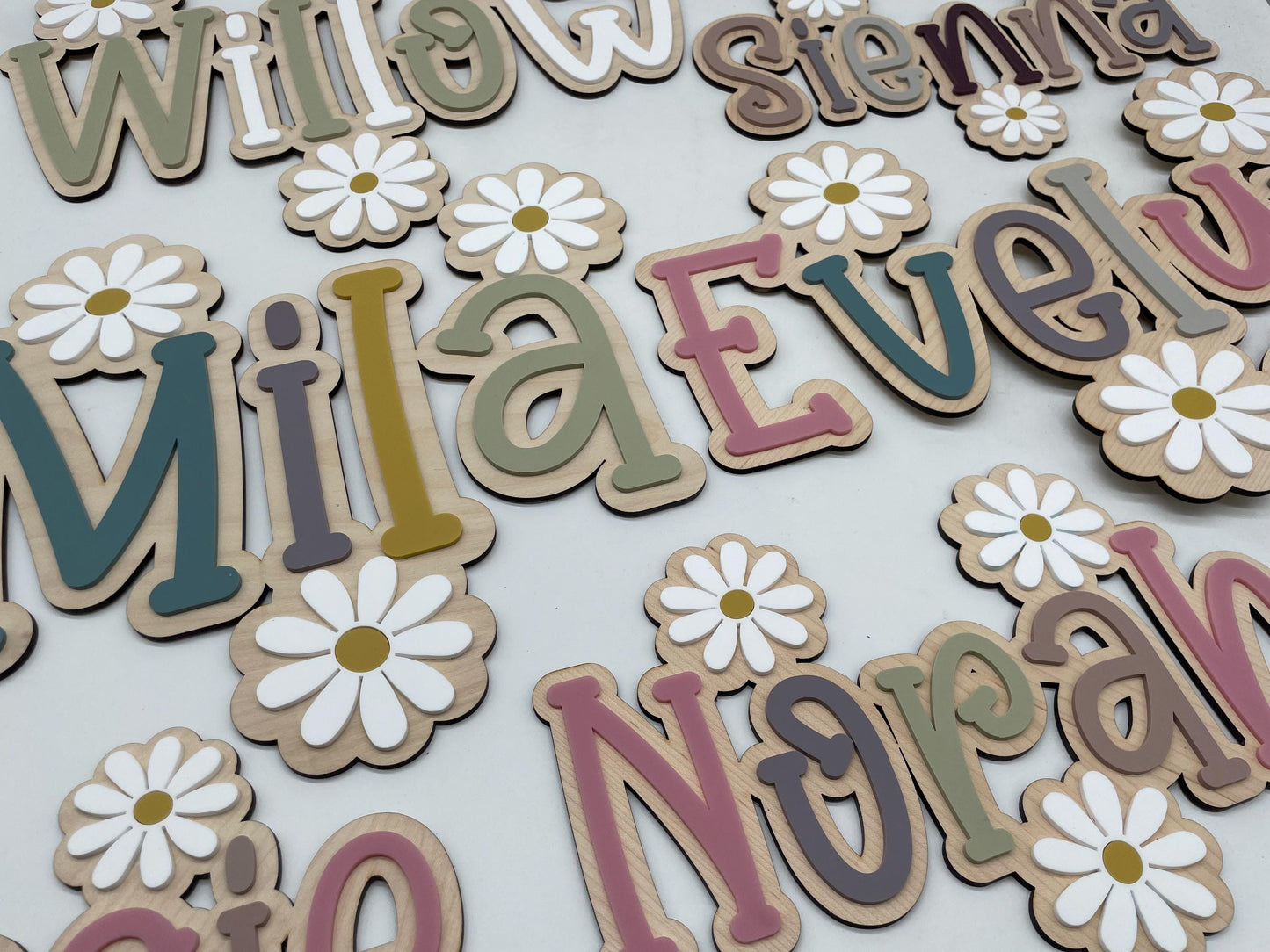 Double layer name sign with flowers