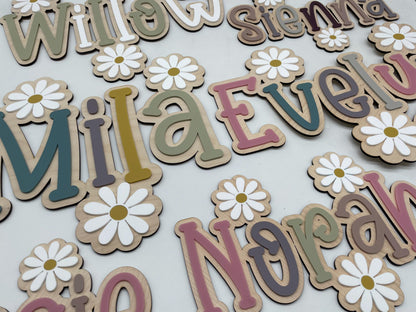 Double layer name sign with flowers