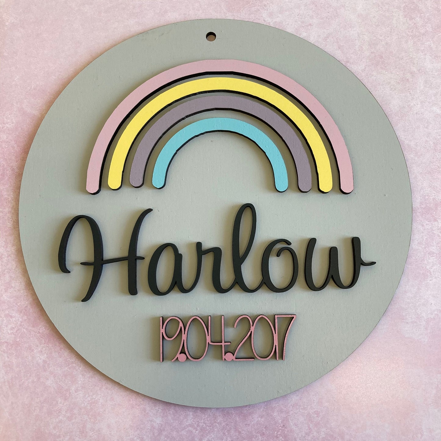 Rainbow name announcement sign