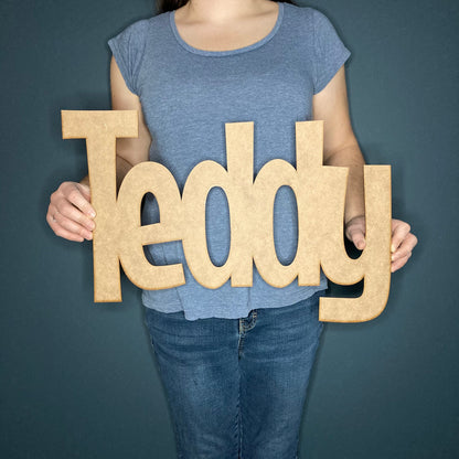 Bold wooden name sign