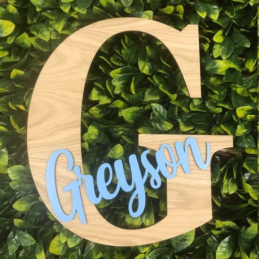 Oak letter with name