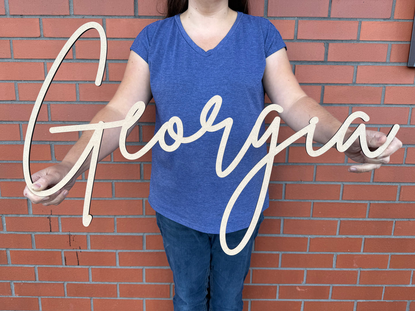 Wooden Name Sign - Engaged Font