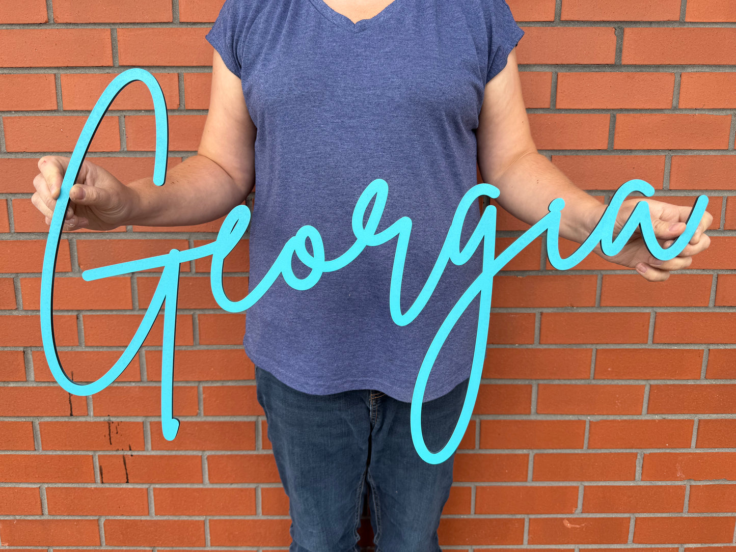 Wooden Name Sign - Engaged Font