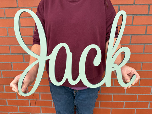 Wooden Name Sign - Jersey Font