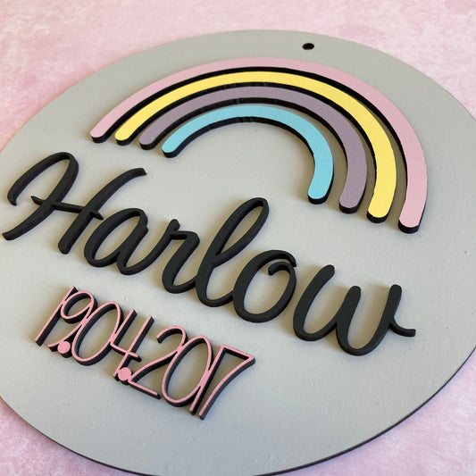 Rainbow name announcement sign