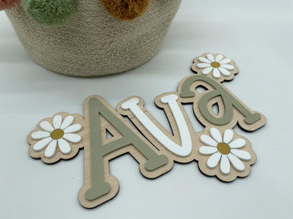 Double layer name sign with flowers