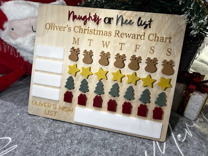 Naughty or nice Christmas reward chart