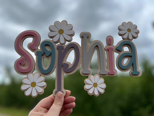 Double layer name sign with flowers
