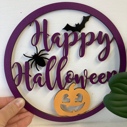 Happy Halloween Bat Spider Pumpkin Hoop