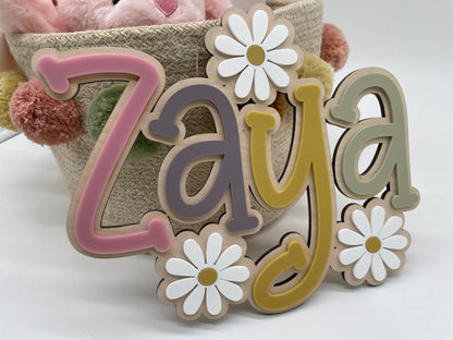 Double layer name sign with flowers